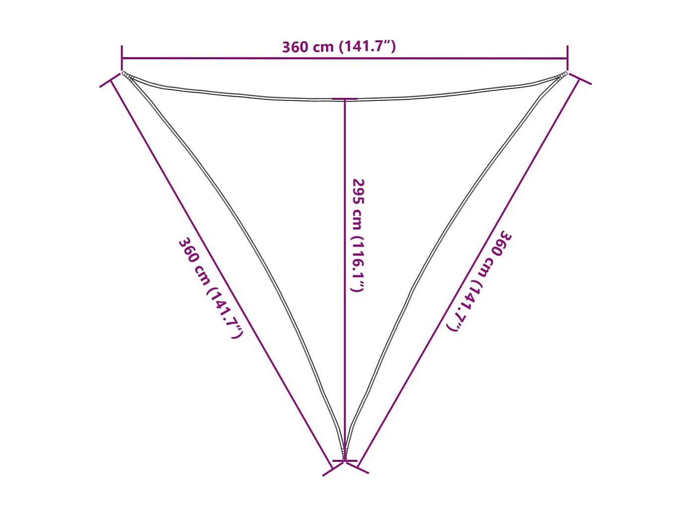 Vela de sombra de areia 3,6x3,6x3,6 m 100% poliéster oxford