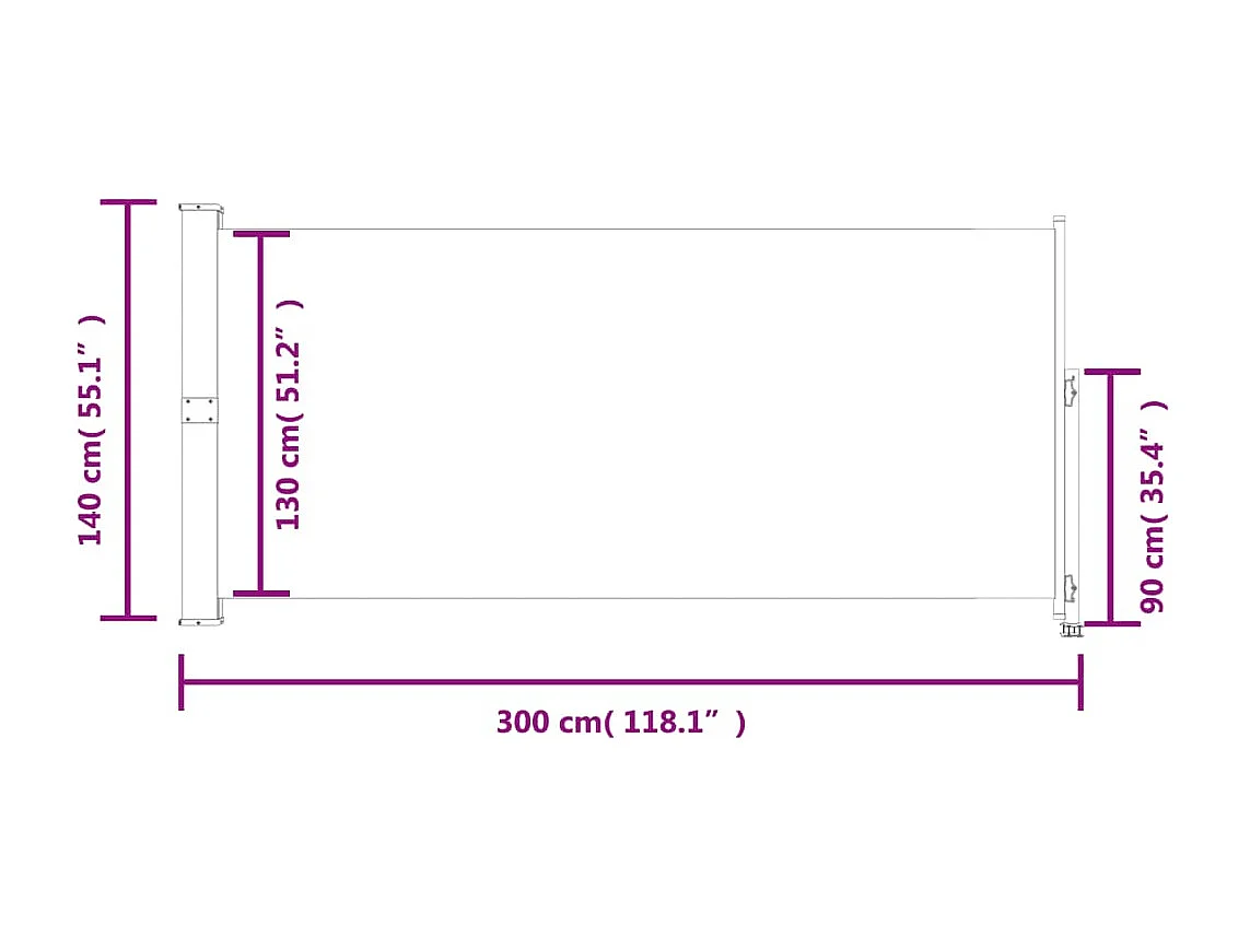 Tenda da sole laterale retrattile per patio 140 x 300 cm Rossa