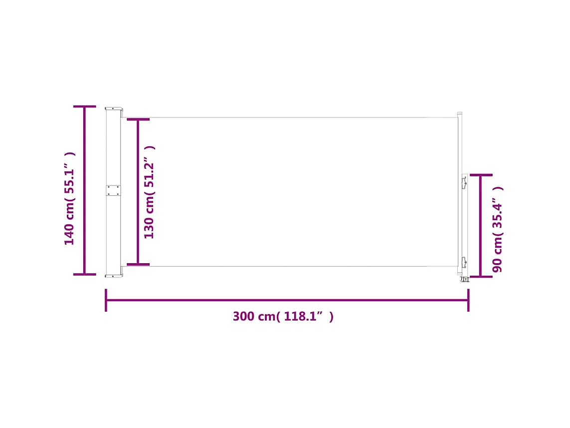 Auvent latéral rétractable de patio 140 x 300 cm Rouge