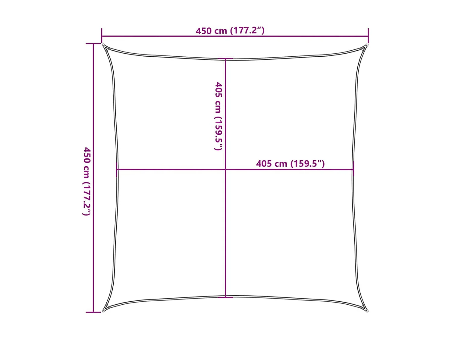 Voile d'ombrage 160 g/m² carré jaune 4,5x4,5 m PEHD