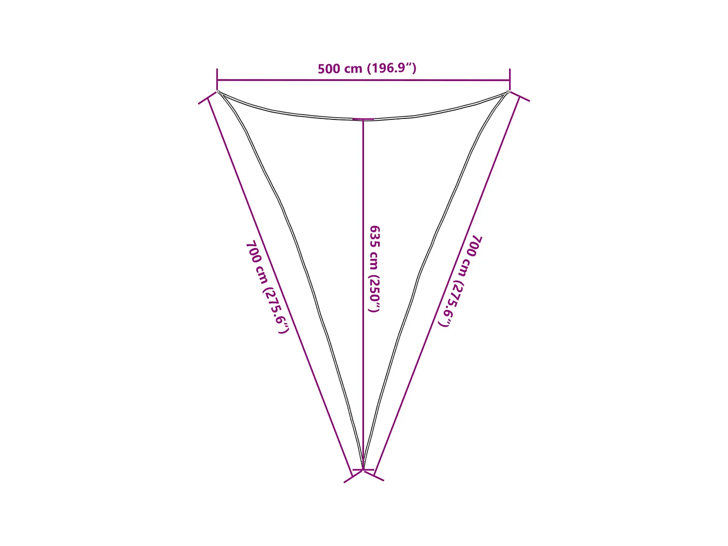 Hellgraues Sonnensegel 5x7x7 m, 100 % Polyester Oxford