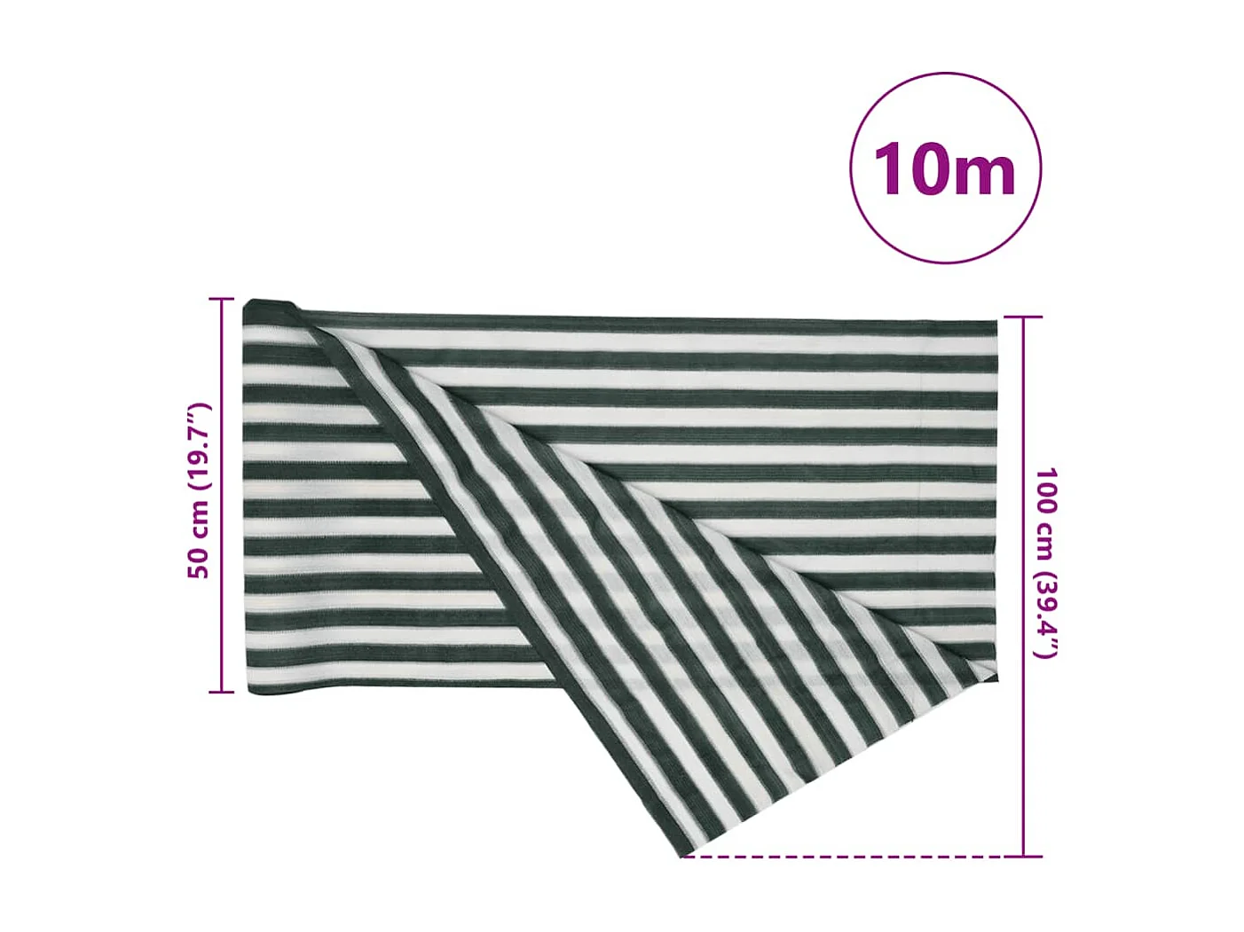 Filet brise-vue vert et blanc 1x10 m PEHD 75 g/m²