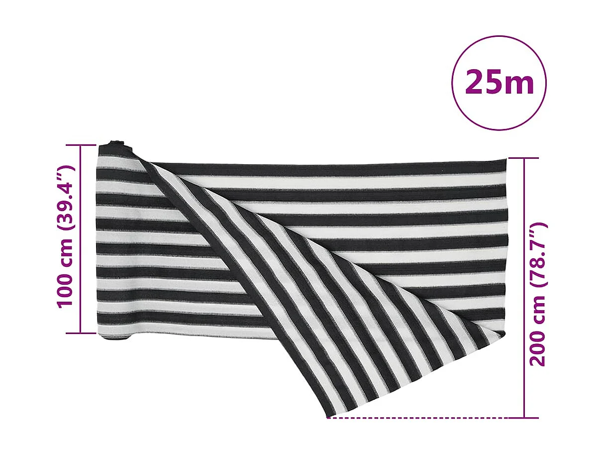 Red de privacidad antracita y blanca 2x25 m HDPE 75 g/m²