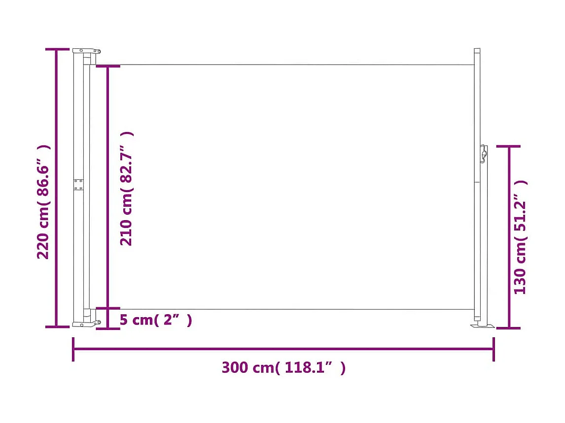 Auvent latéral rétractable de patio 220x300 cm Marron