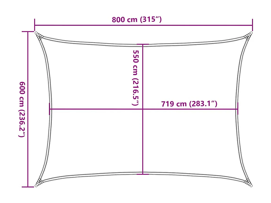 Sonnensegel 160 g/m² Terrakotta 6x8 m HDPE