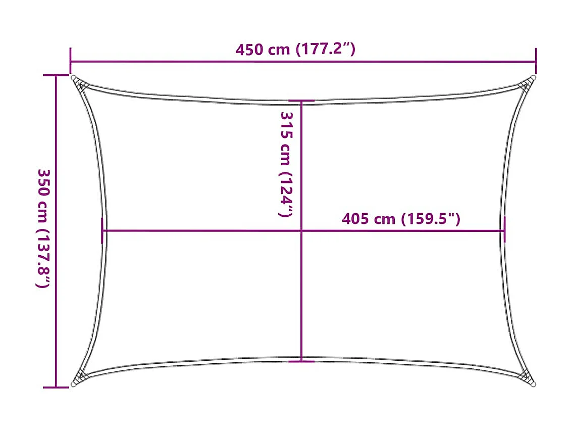 Sonnensegel 160g/m² rechteckig gelb 3,5x4,5 m HDPE