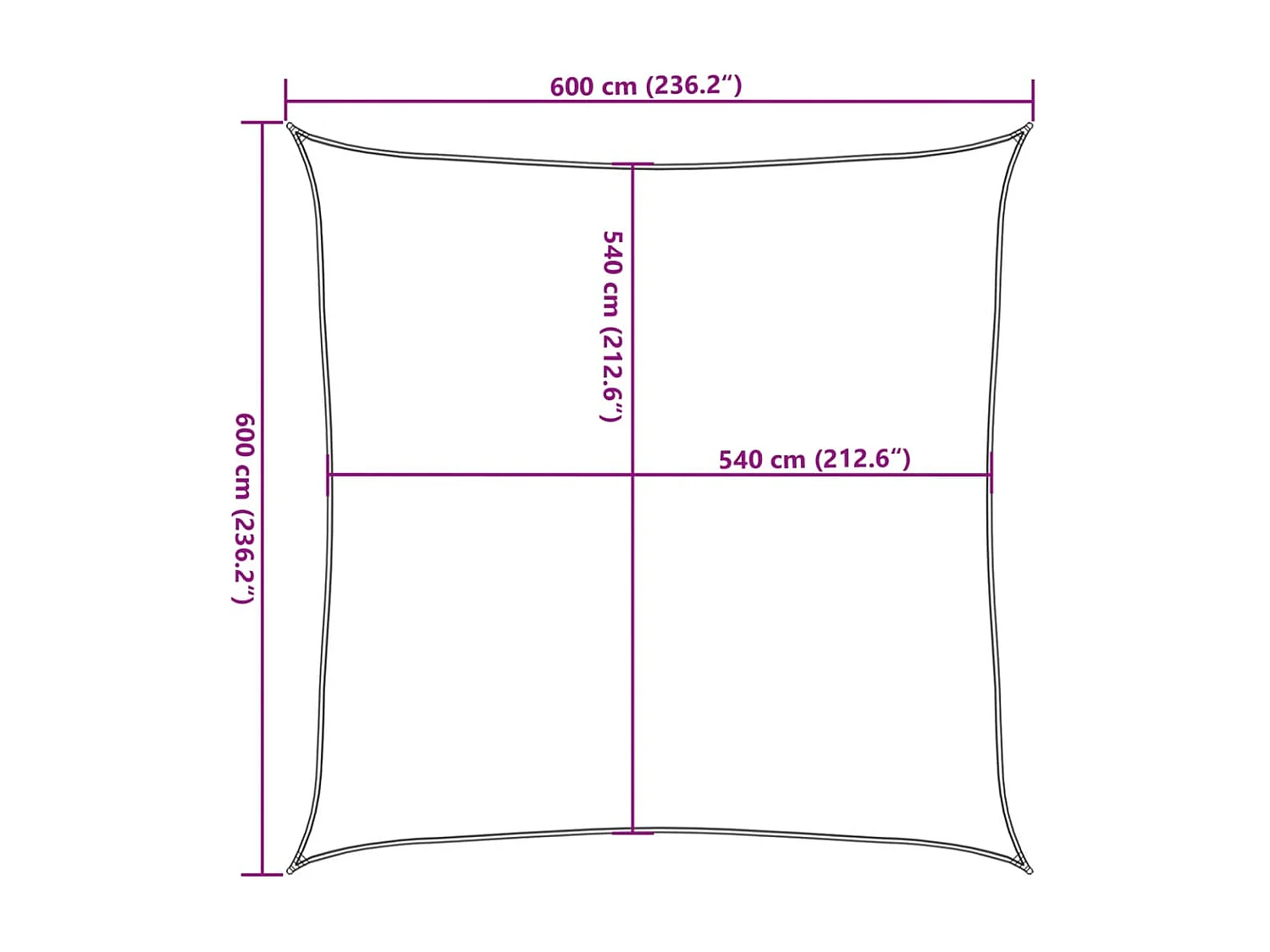 Voile d'ombrage 160 g/m² carré sable 6x6 m PEHD