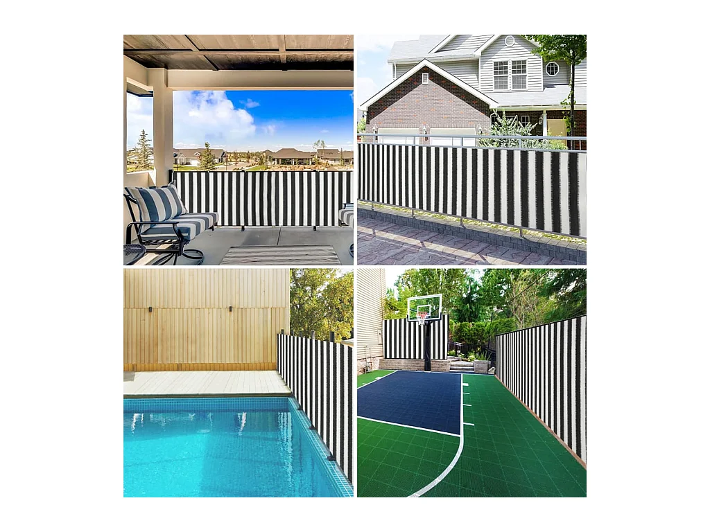 Filet brise-vue anthracite et blanc 1,2x10 m PEHD 195 g/m²