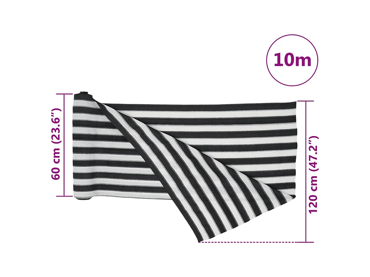 Filet brise-vue anthracite et blanc 1,2x10 m PEHD 195 g/m²