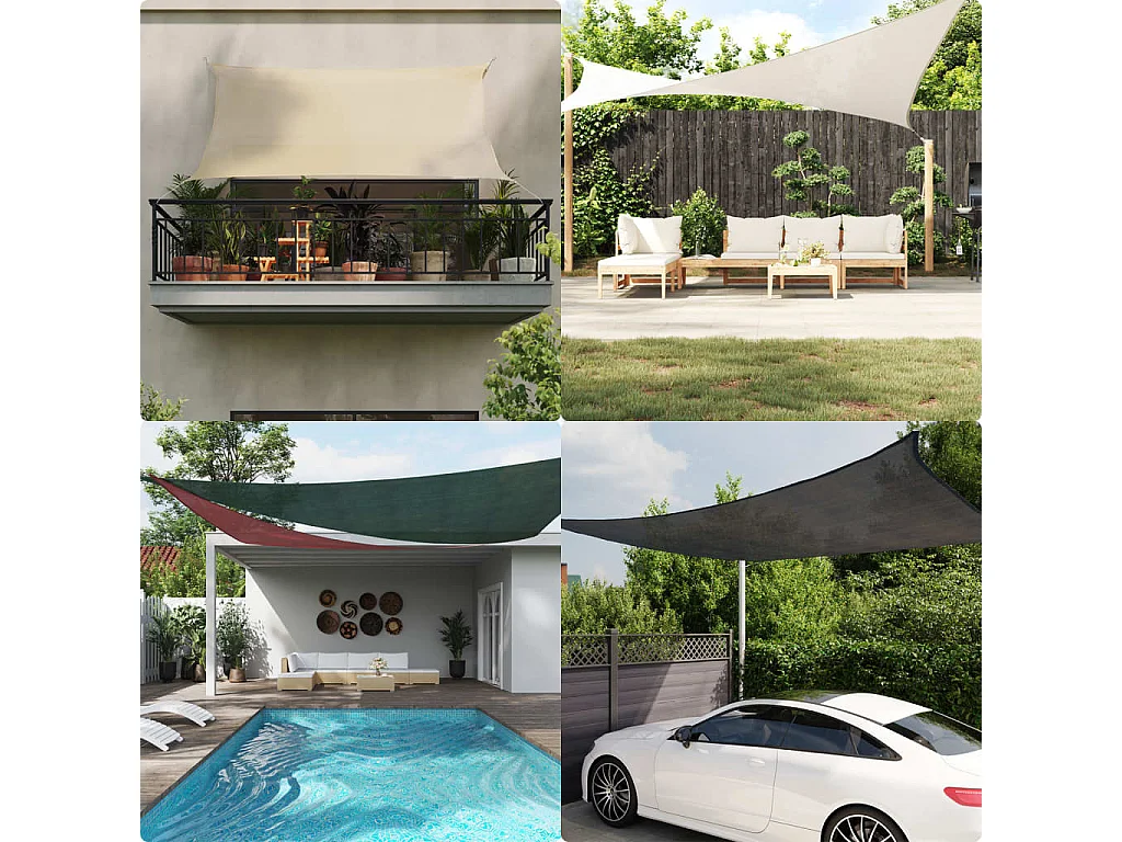 Sombra vela 160 g/m² retangular cinza claro 4x7 m HDPE