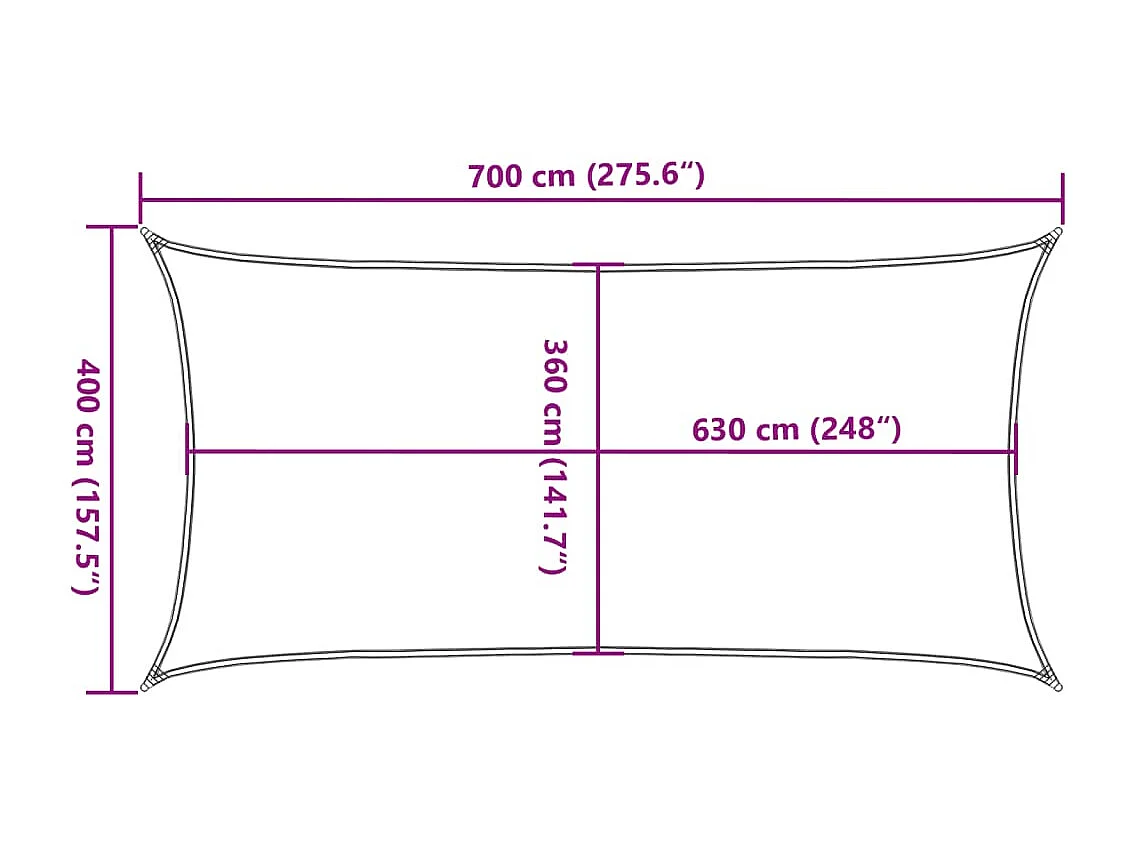 Sombra vela 160 g/m² retangular cinza claro 4x7 m HDPE