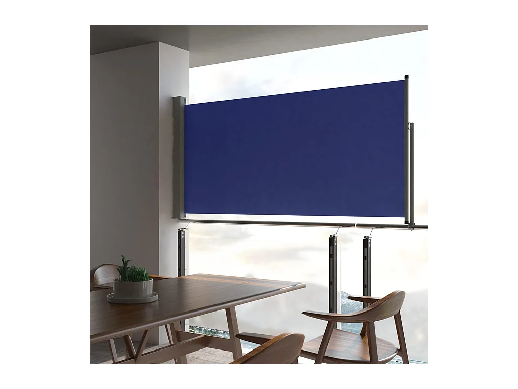 Einziehbare seitliche Terrassenmarkise 120x300 cm Blau