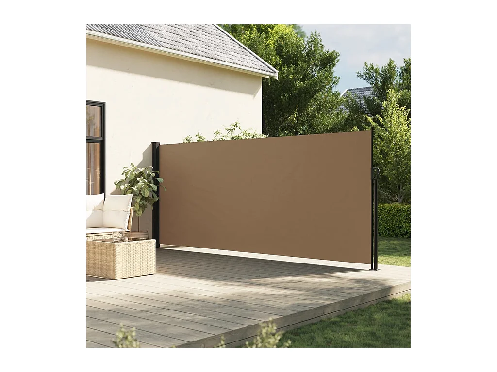 Taupefarbene einziehbare Seitenmarkise 160 x 600 cm