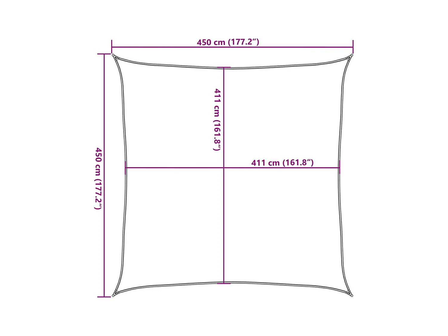 Voile d'ombrage sable 4,5x4,5 m 100 % polyester oxford