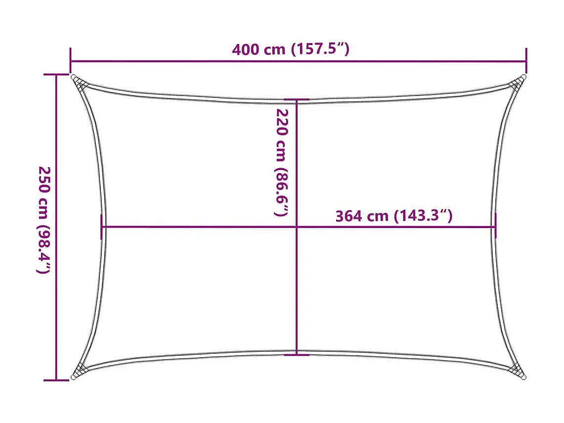 Vela ombreggiante sabbia 4x2,5 m 100% poliestere oxford