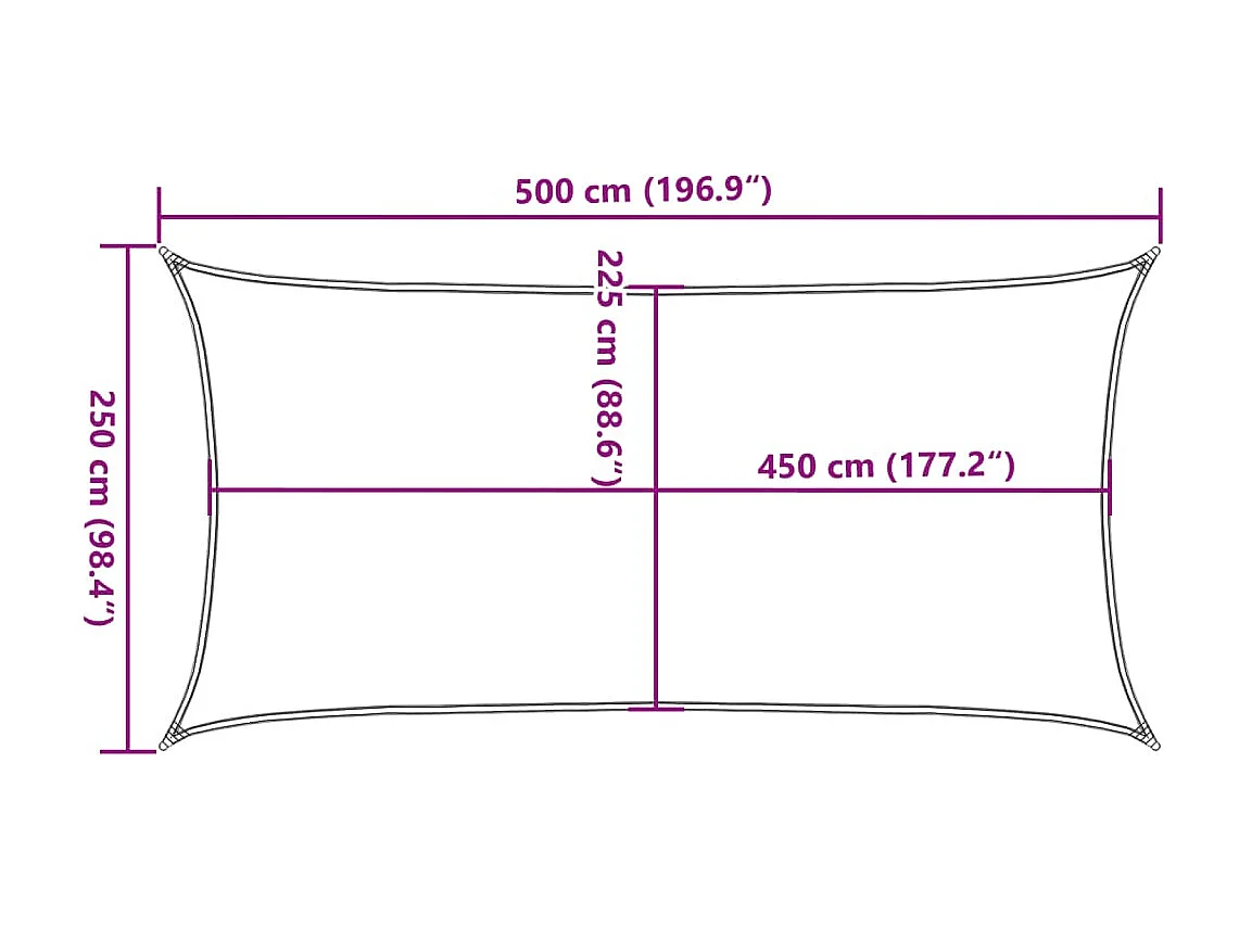 Vela de sombra 160 g/m² Vermelho 2,5x5 m HDPE