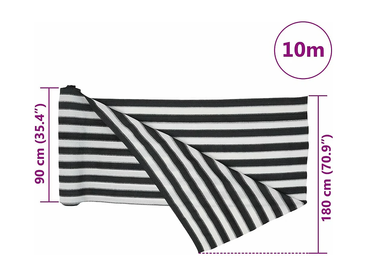 Filet brise-vue anthracite et blanc 1,8x10 m PEHD 195 g/m²