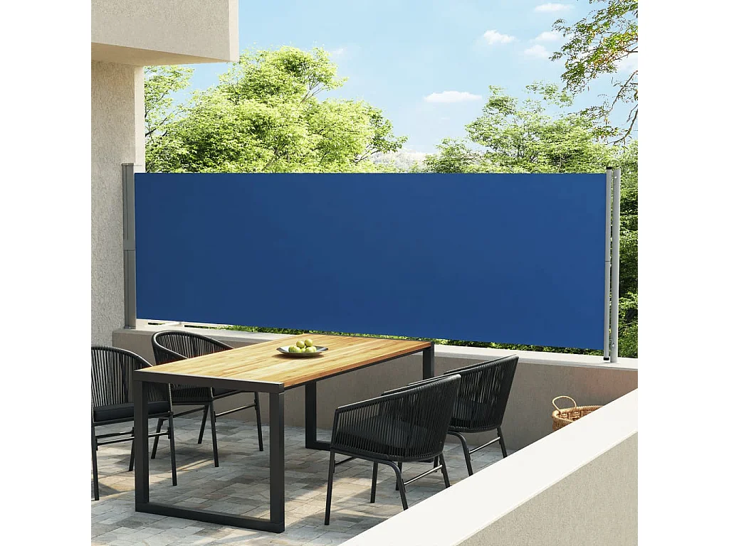 Toldo de terraza lateral retráctil 140x600 cm azul