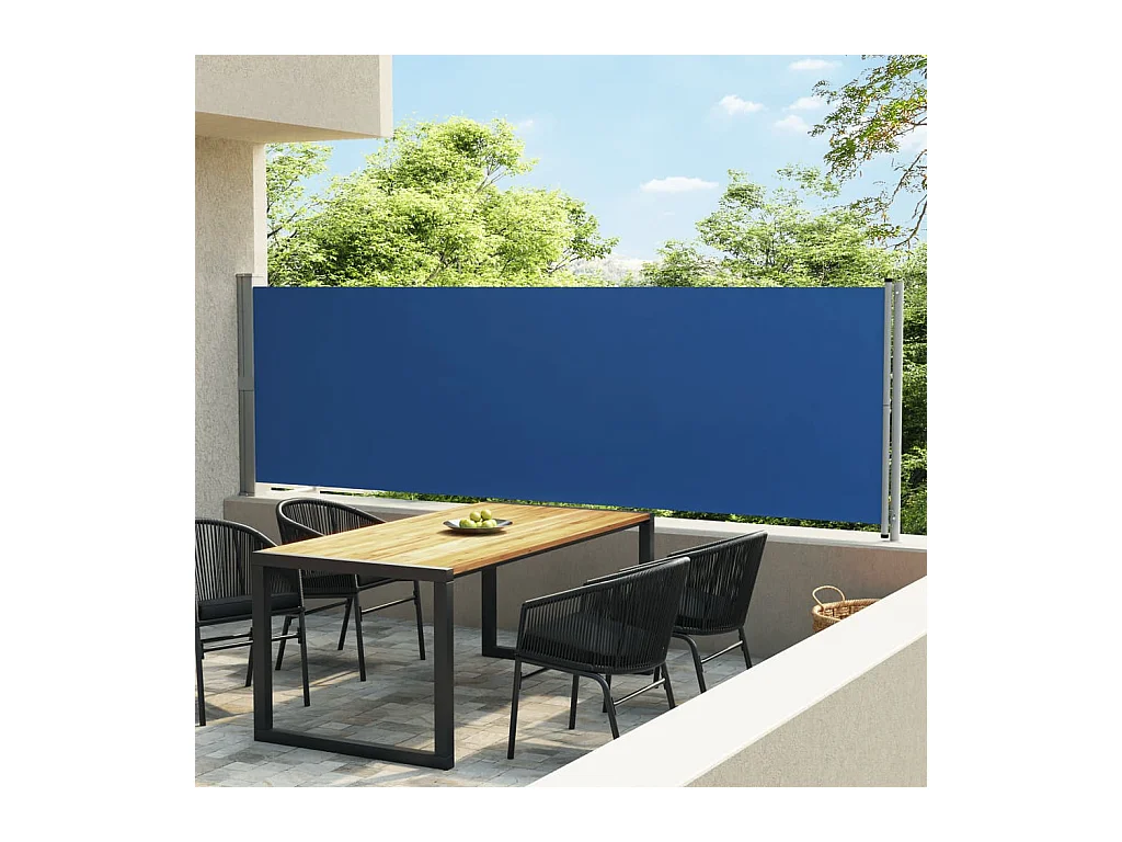 Einziehbare seitliche Terrassenmarkise 140x600 cm blau