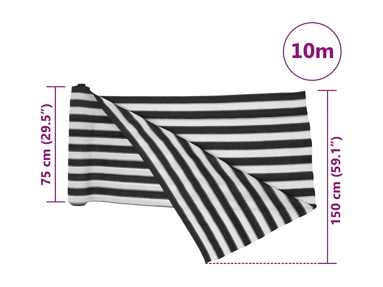 Filet brise-vue anthracite et blanc 1,5x10 m PEHD 195 g/m²