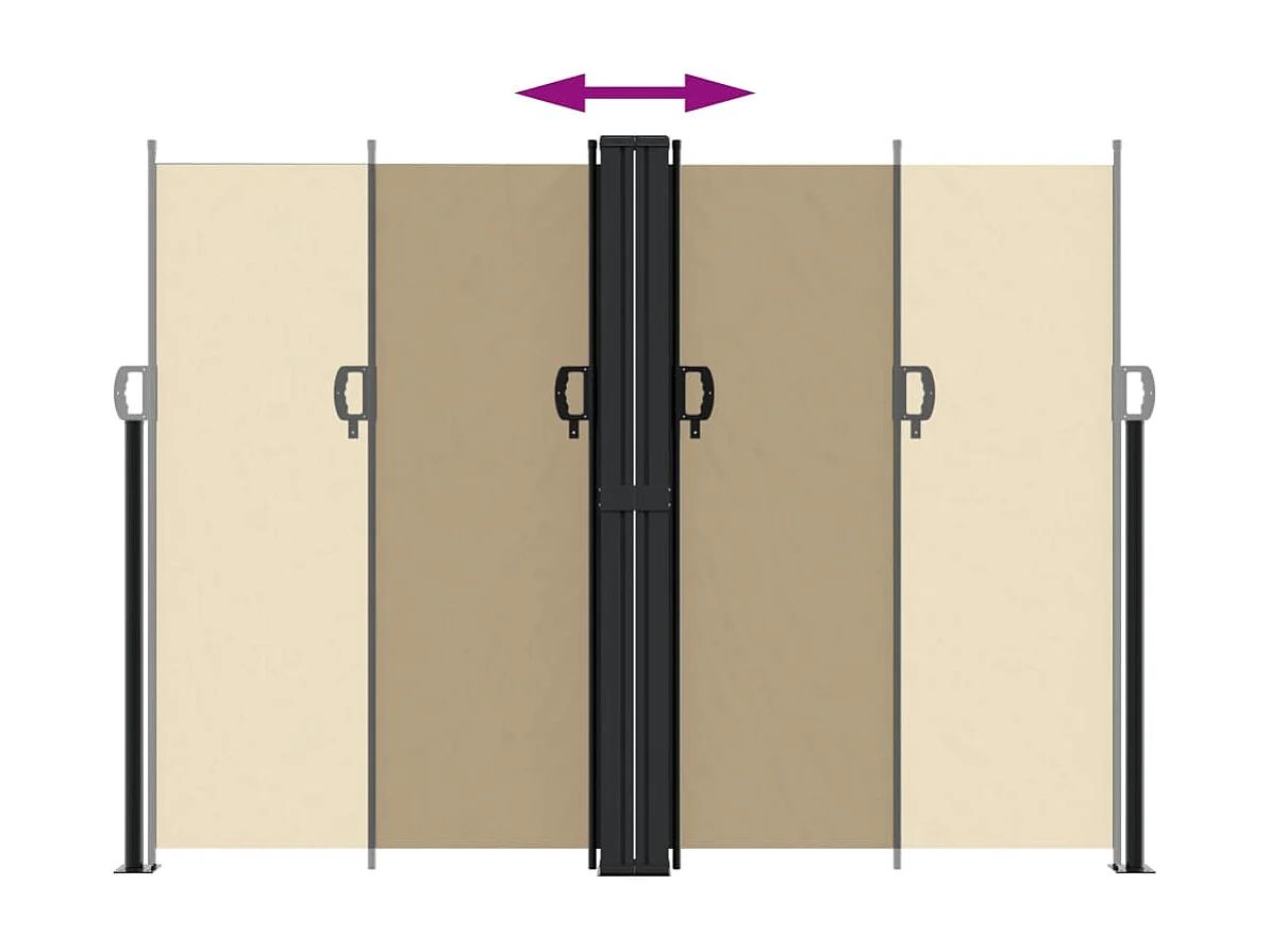 Auvent latéral rétractable beige 180x600 cm