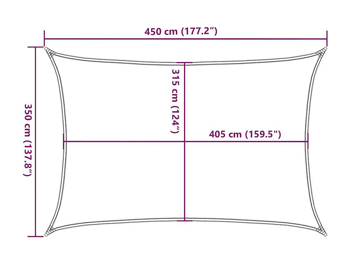 Vela de sombra 160g/m² rectangular azul 3,5x4,5m HDPE