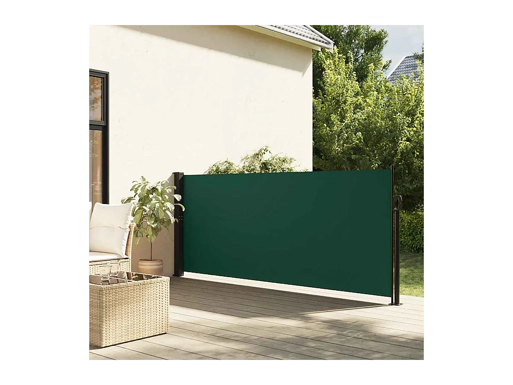 Auvent latéral rétractable vert foncé 117x300 cm