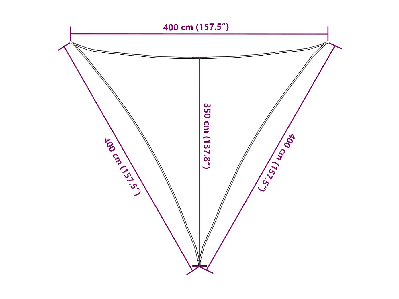Vela de sombra arena 4x4x4 m 100% poliéster oxford