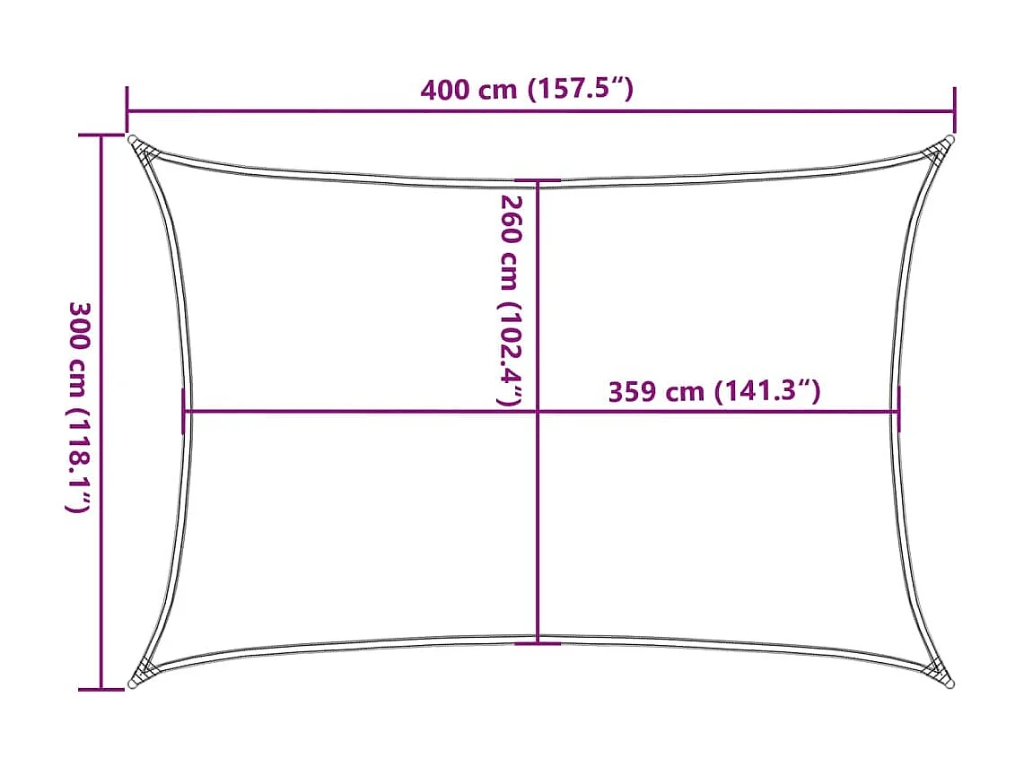 Voile d'ombrage gris clair 4x3 m 100% polyester oxford