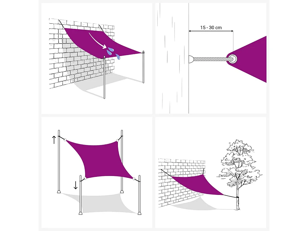 Voile d'ombrage 160 g/m² Noir 2,5x5 m PEHD