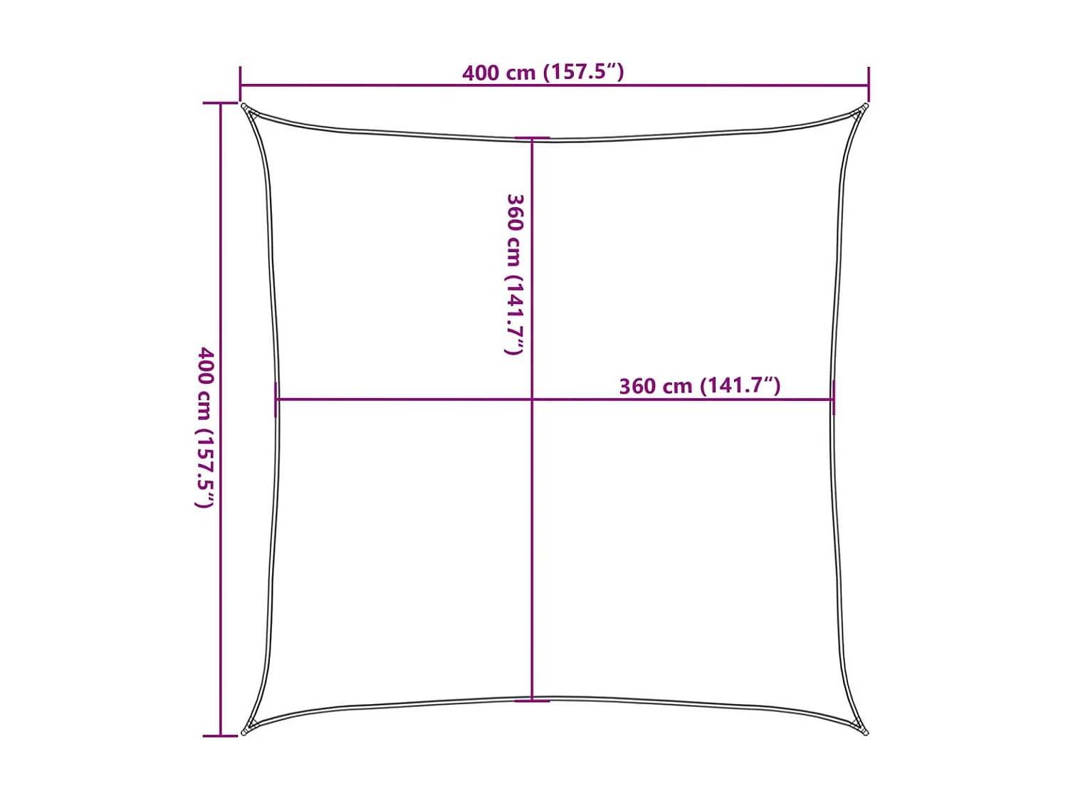 Vela de sombra 160 g/m² Terracota 4x4 m HDPE