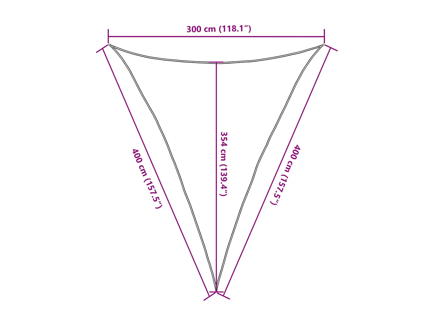 Vela de sombra de areia 3x4x4 m 100% poliéster oxford