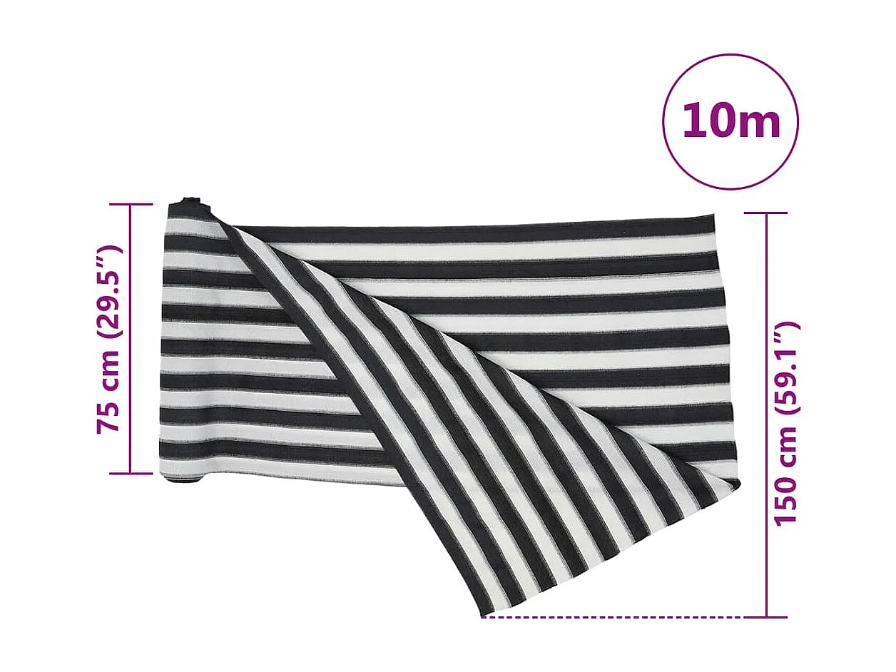 Filet brise-vue anthracite et blanc 1,5x10 m PEHD 150 g/m²