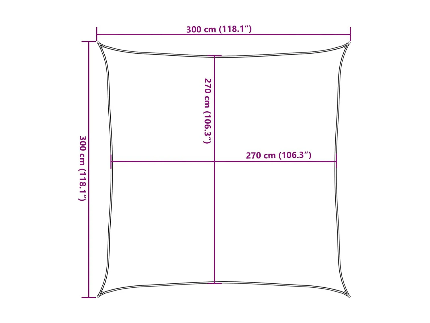 Vela de sombra 160 g/m² areia quadrada 3x3 m HDPE