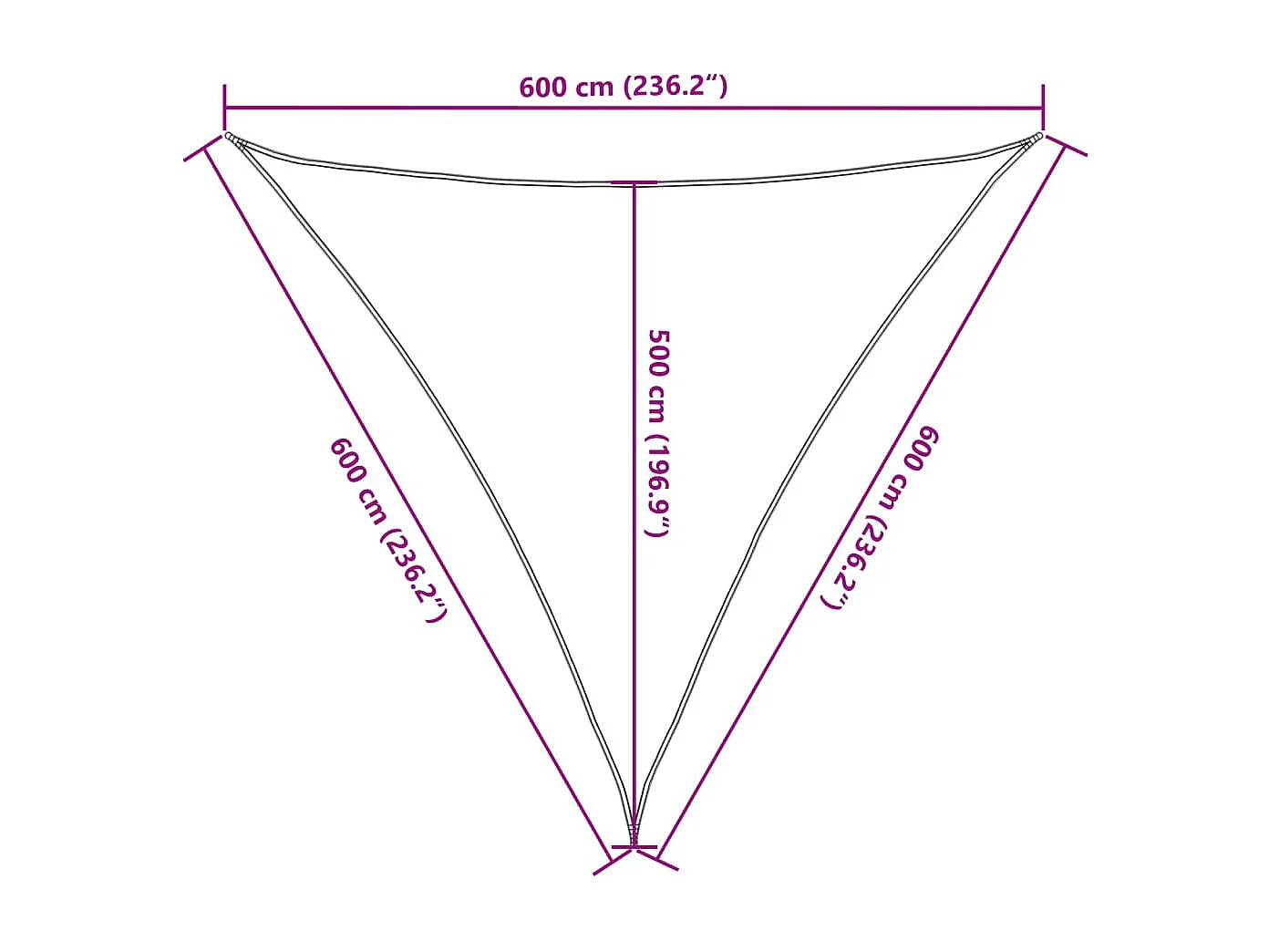 Vela de sombra gris claro 6x6x6 m 100% poliéster oxford
