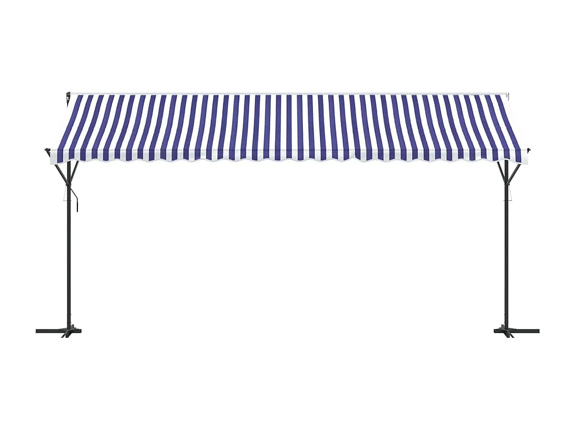Tenda da sole autoportante blu e bianca 500x300 cm in tessuto e acciaio