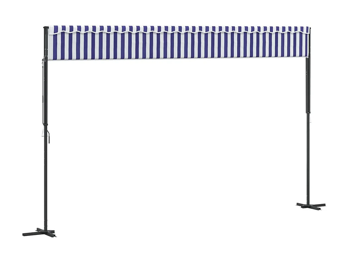 Tenda da sole autoportante blu e bianca 500x300 cm in tessuto e acciaio