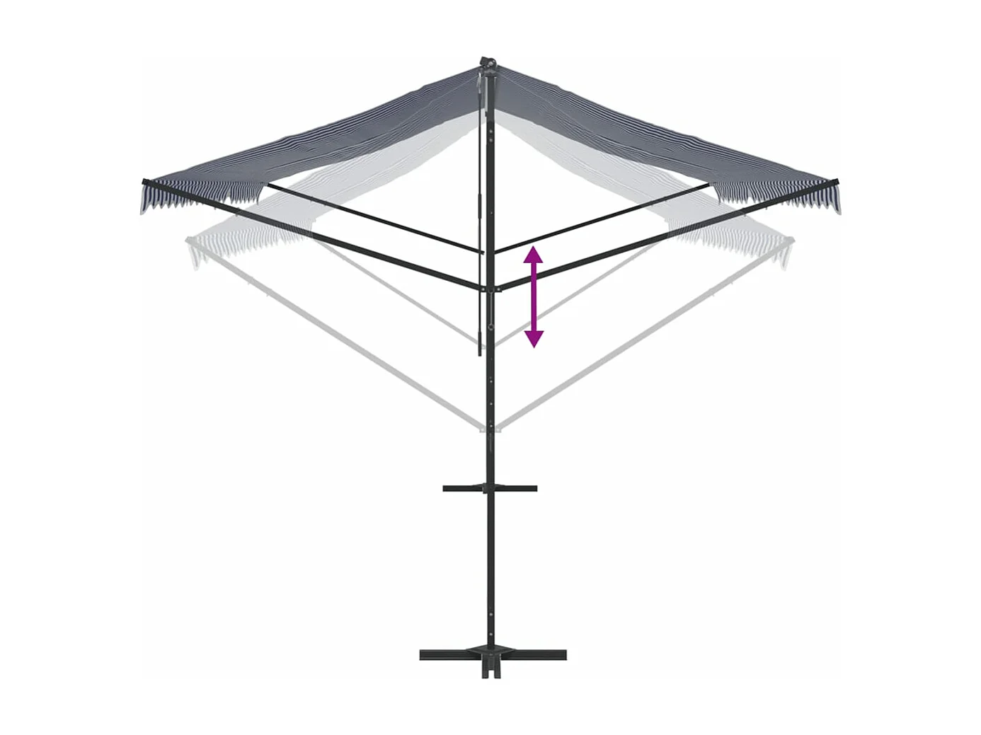 Tenda da sole autoportante blu e bianca 500x300 cm in tessuto e acciaio
