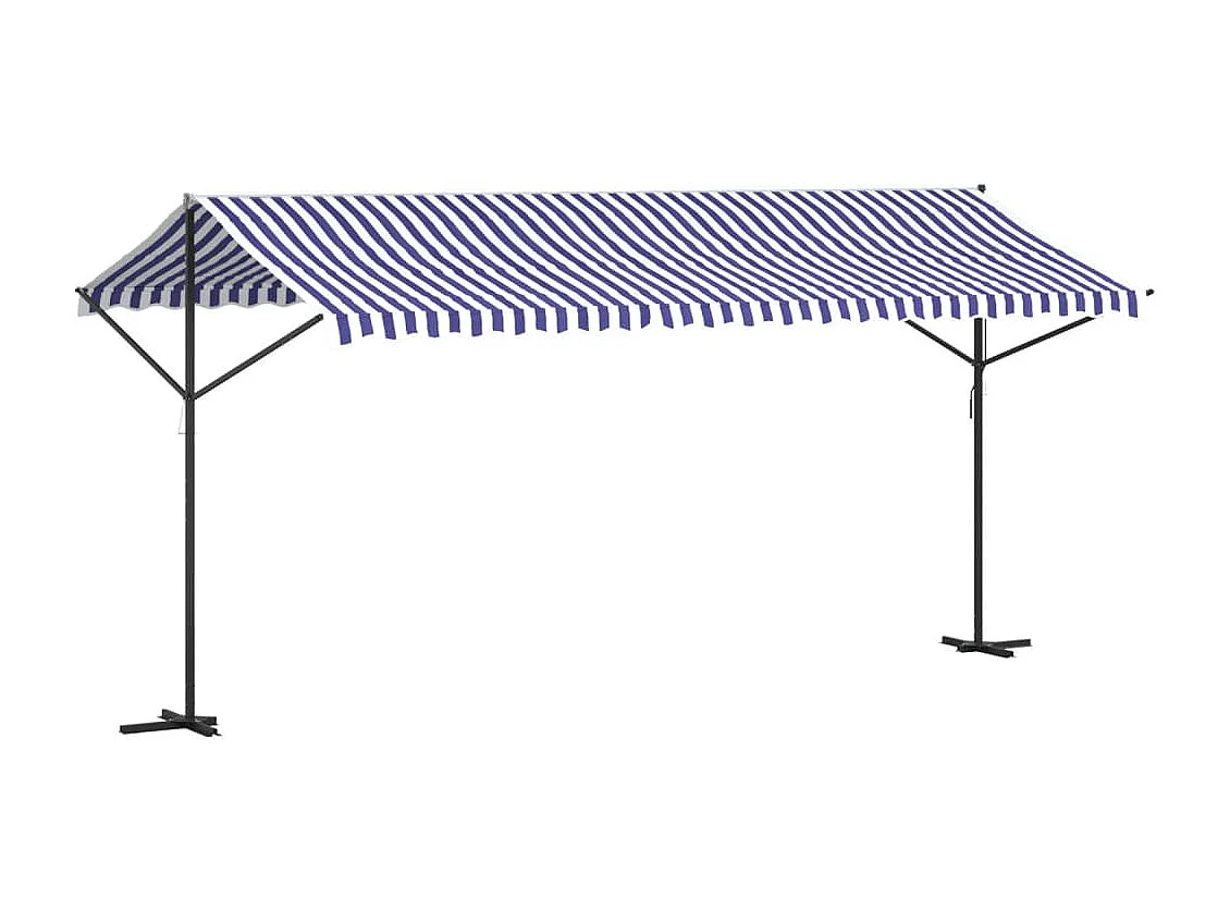 Auvent autoportant bleu et blanc 500x300 cm tissu et acier