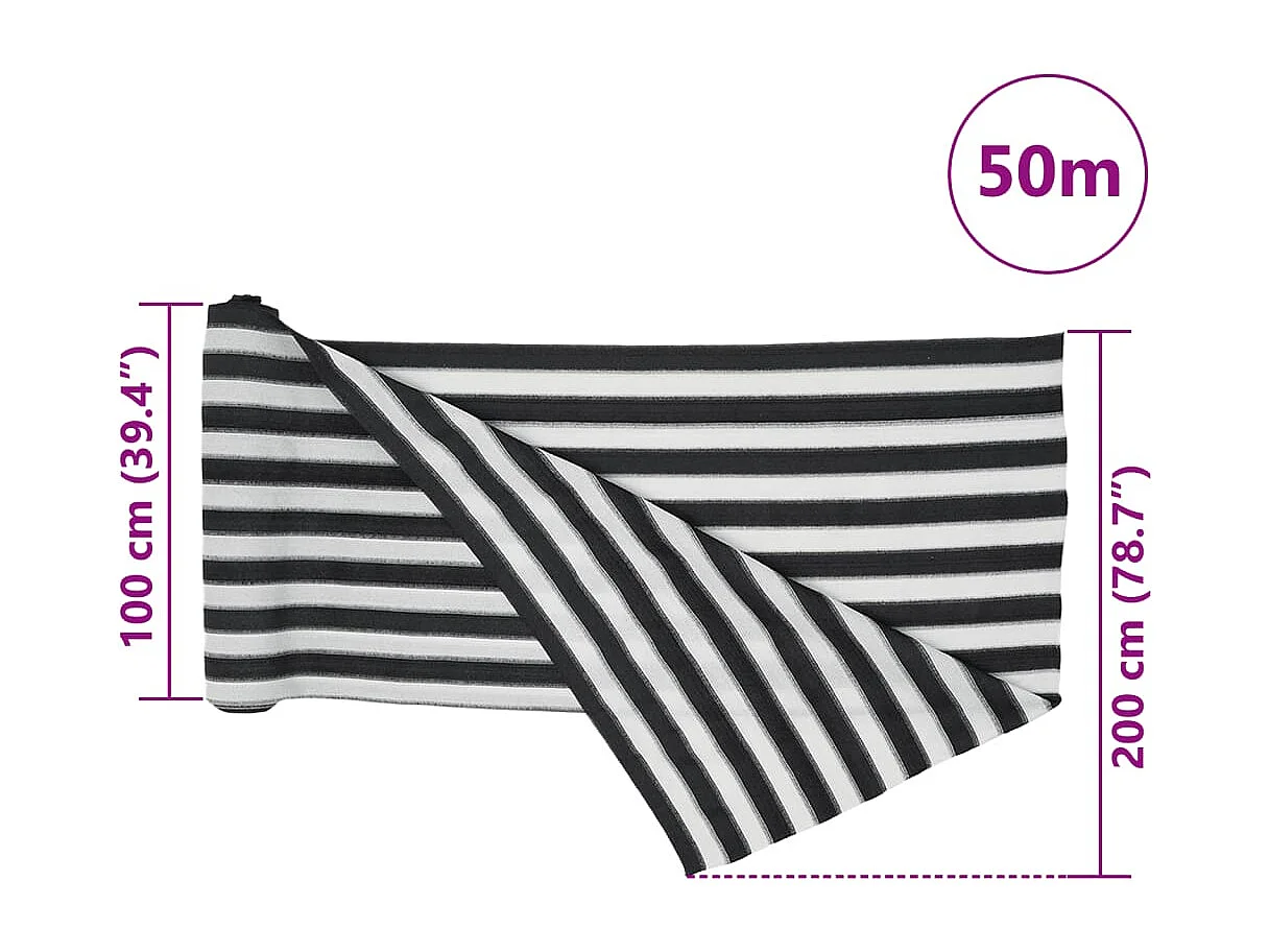 Filet brise-vue anthracite et blanc 2x50 m PEHD 75 g/m²