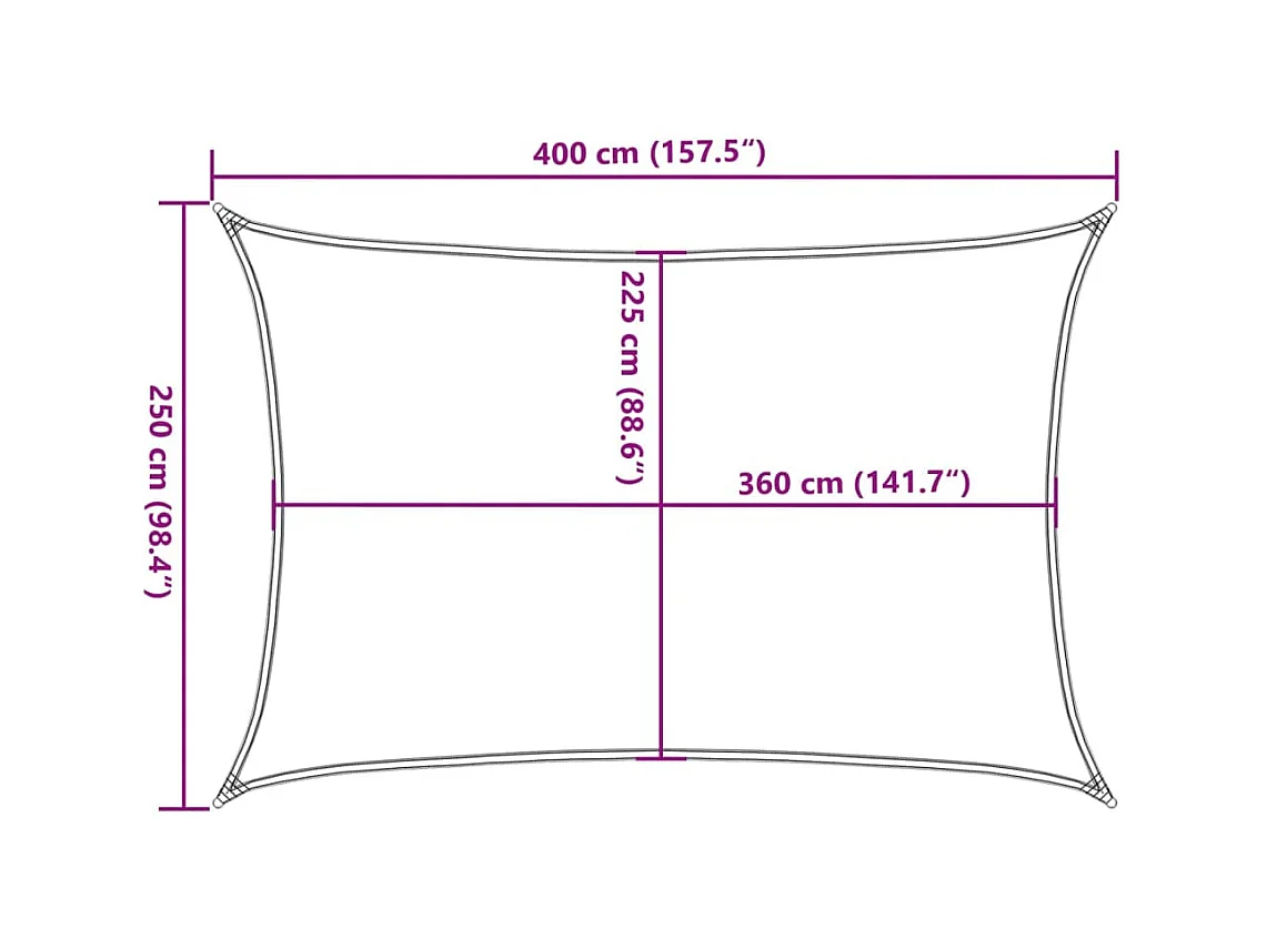 Vela ombreggiante 160 g/m² rettangolare grigio chiaro 2,5x4 mt HDPE