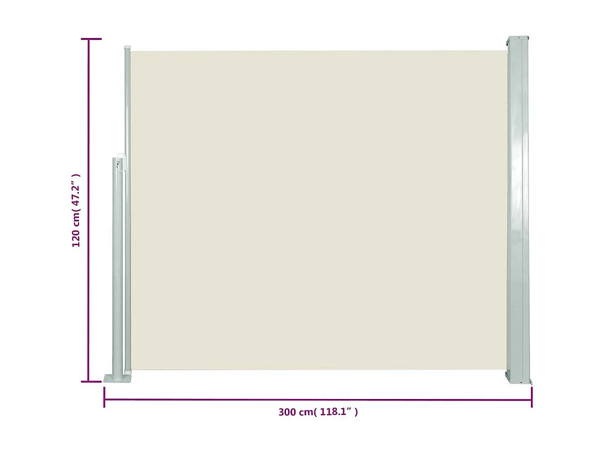 Tenda laterale retrattile 120 x 300 cm Bianco sporco
