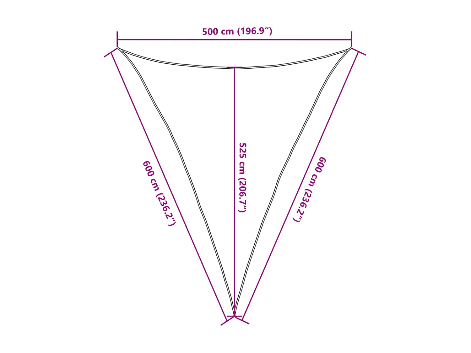 Vela de sombra arena 5x6x6 m 100% poliéster oxford