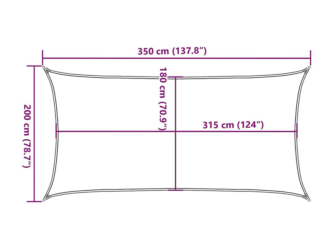 Vela ombreggiante 160 g/m² Rossa 2x3,5 mt HDPE