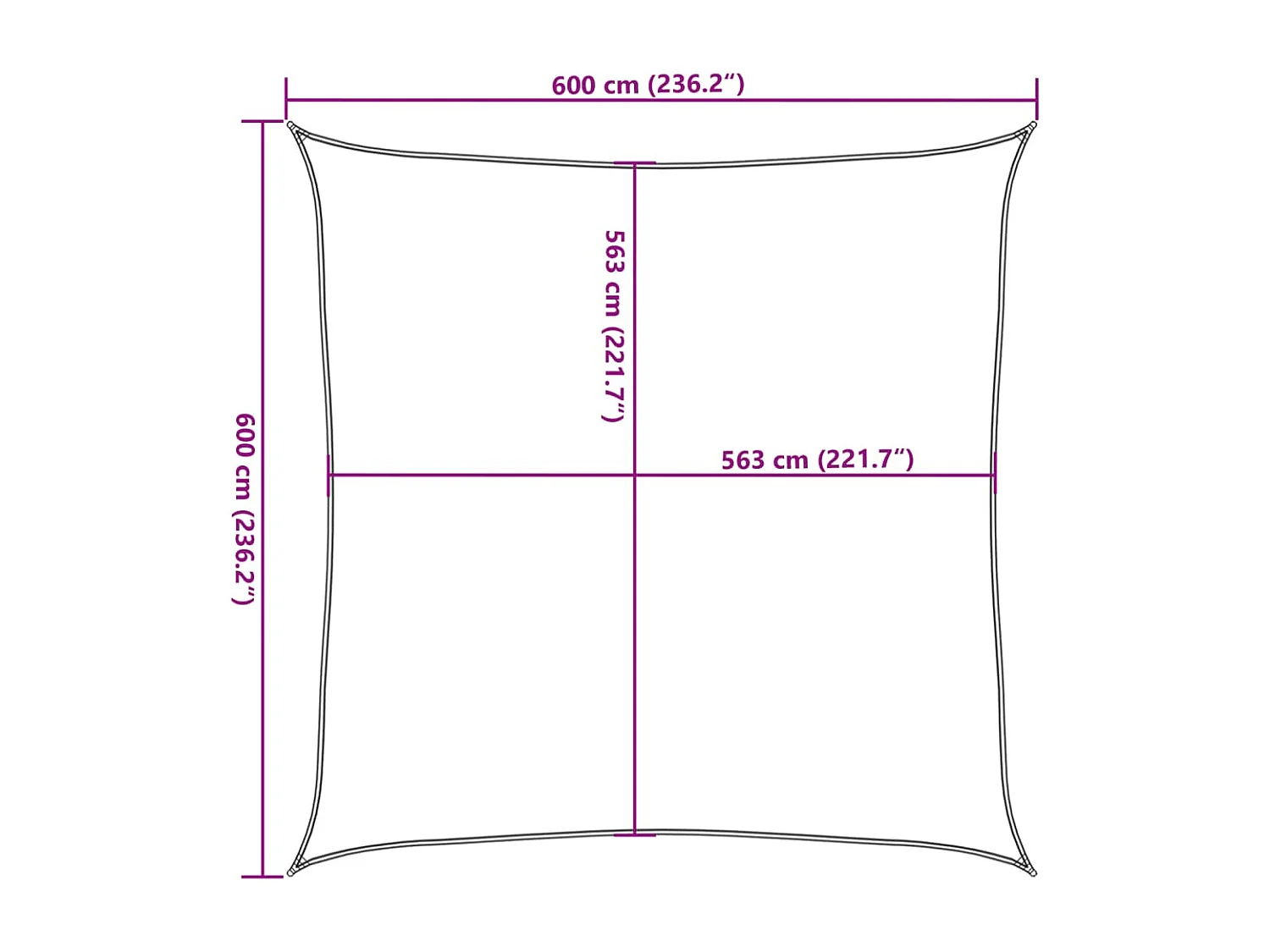 Hellgraues Sonnensegel 6x6 m, 100 % Polyester Oxford