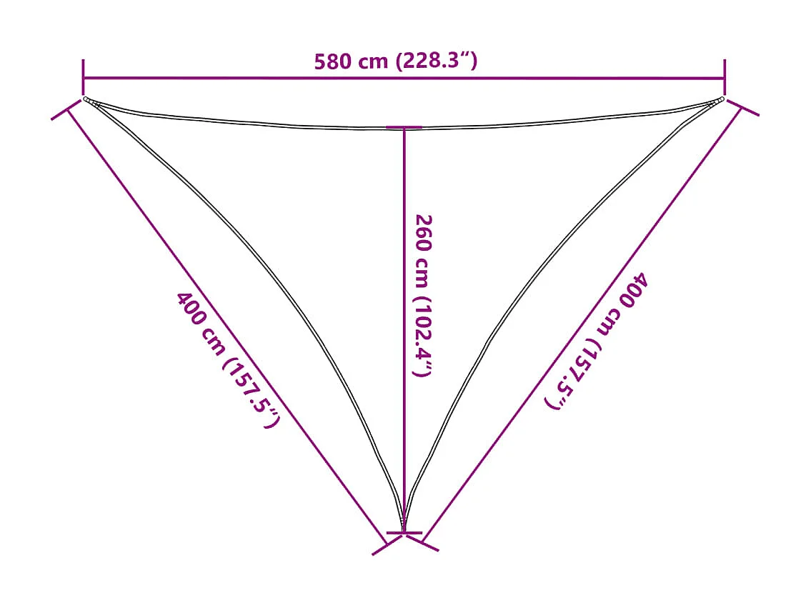 Vela de sombra de areia 4x4x5,8 m 100% poliéster oxford