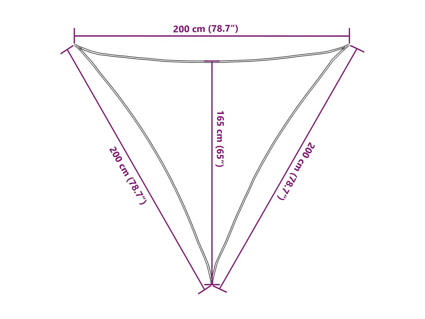 Vela de sombra preta 2x2x2 m 100% poliéster oxford