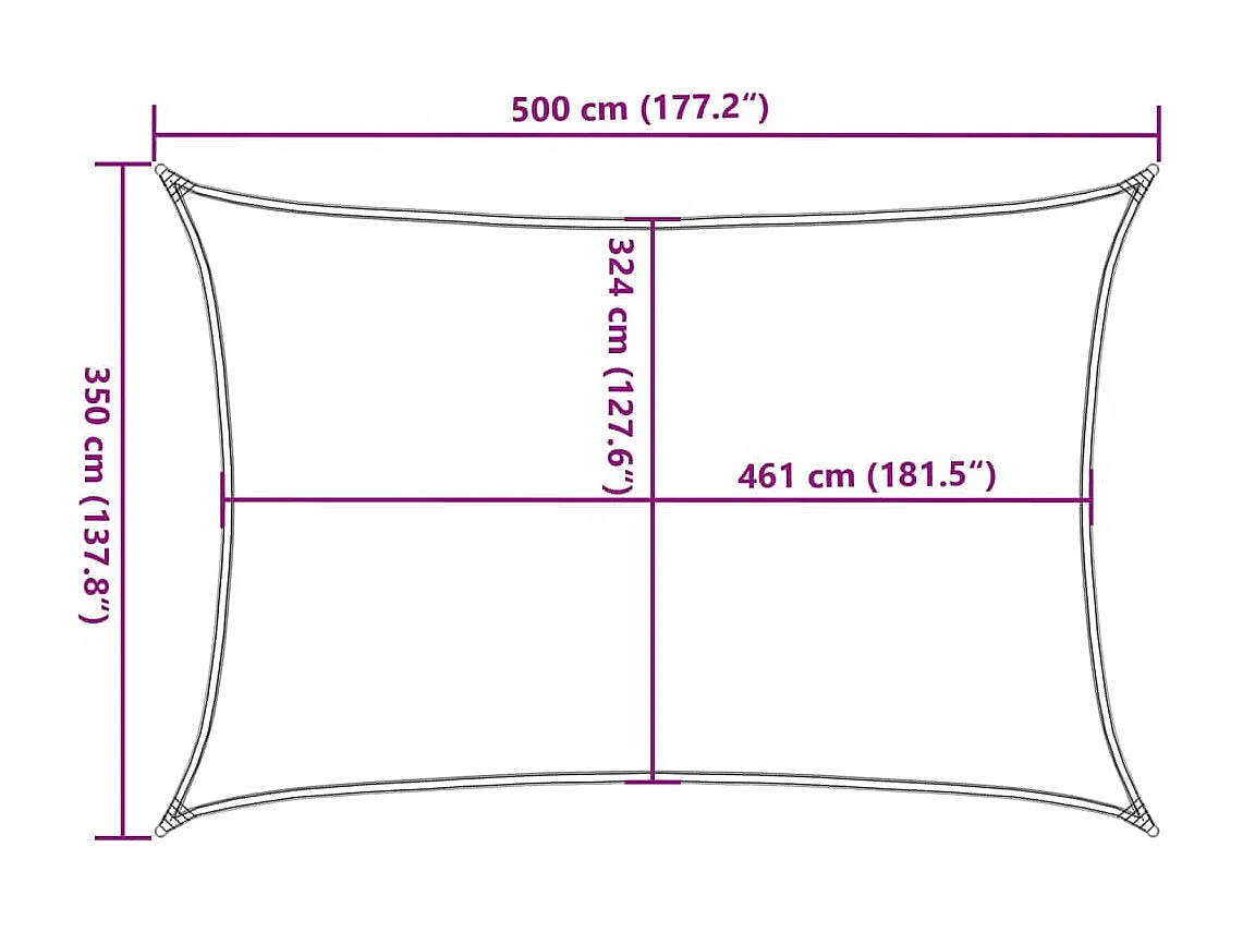 Voile d'ombrage sable 5x3,5 m 100 % polyester oxford