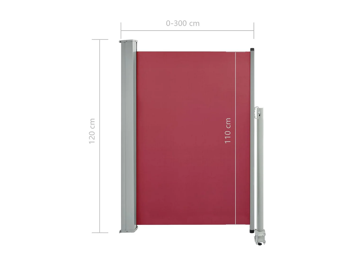 Tenda da sole laterale retrattile 120x300 cm Rossa