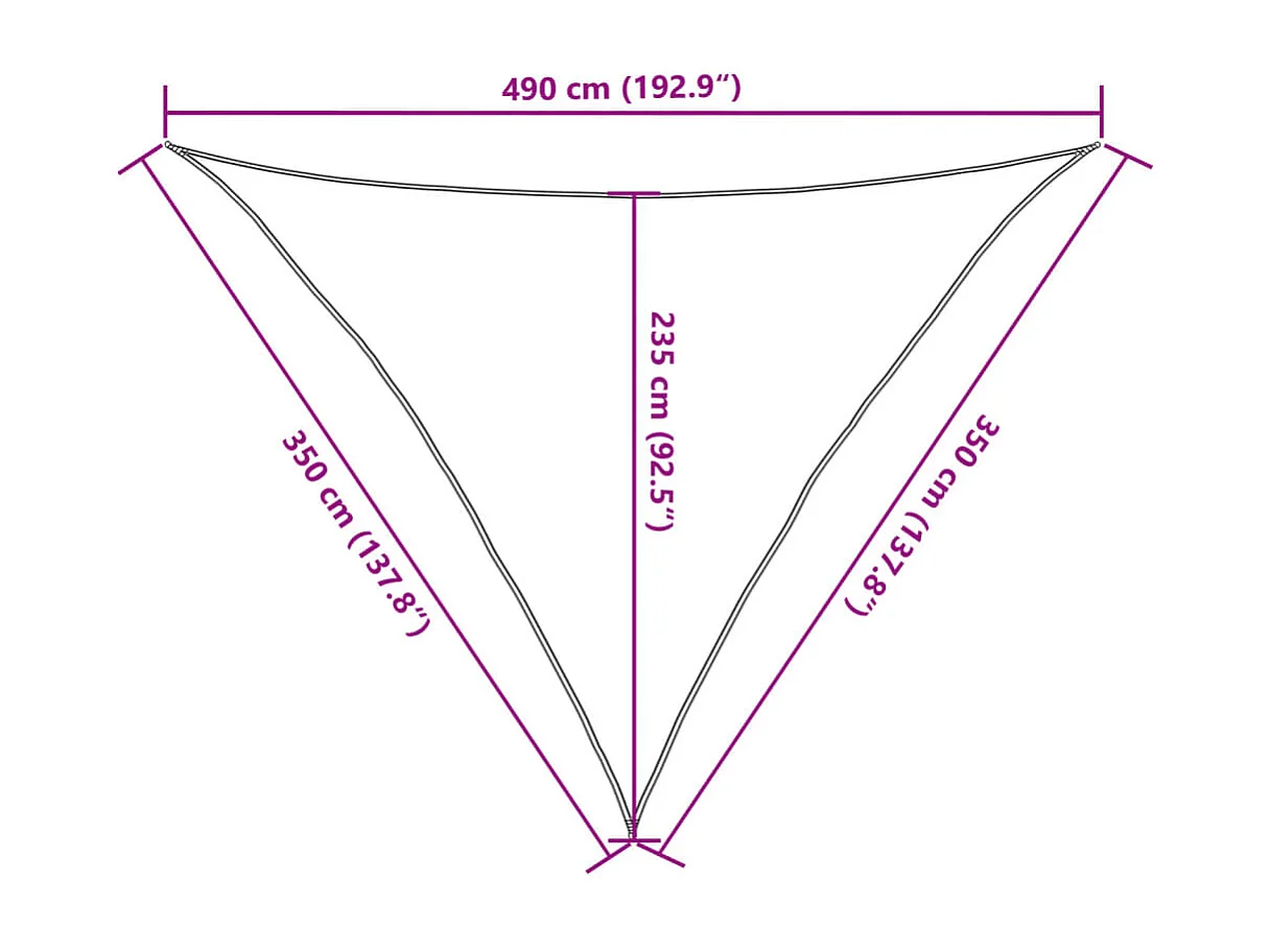 Vela de sombra de areia 3,5x3,5x4,9 m 100% poliéster oxford